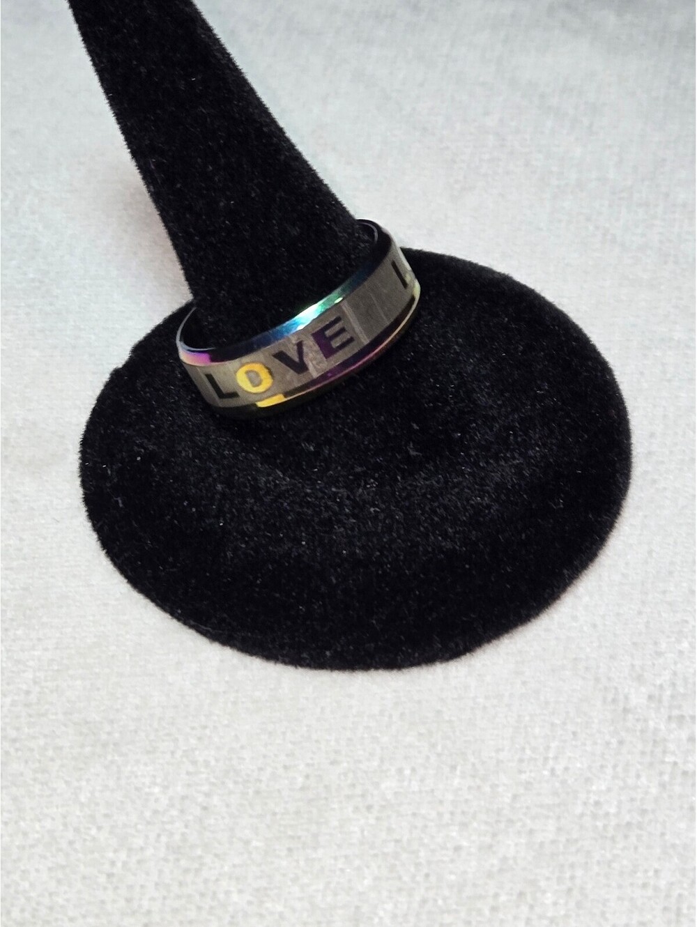 Stainless Steel 'LOVE' Engraved Ring Size 7.5